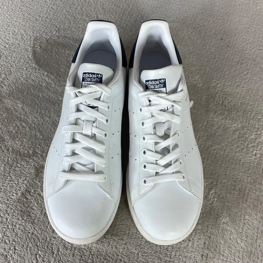Adidas Stan Smith Mens Shoes Size 11.5 White Blue Leather Tennis Pickleball NEW
